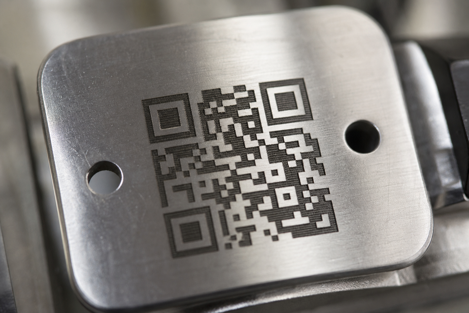 Laser Engraved QR Code on Stainless Steel Tag