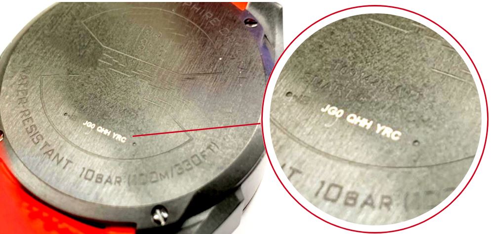 Laser marking on watches